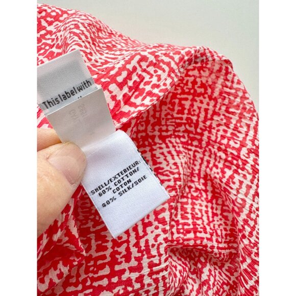 DVF DIANE VON FURSTENBERG Gaylen Red Silk Cotton Lace Trim Tunic Blouse, Size 10 - Picture 13 of 14